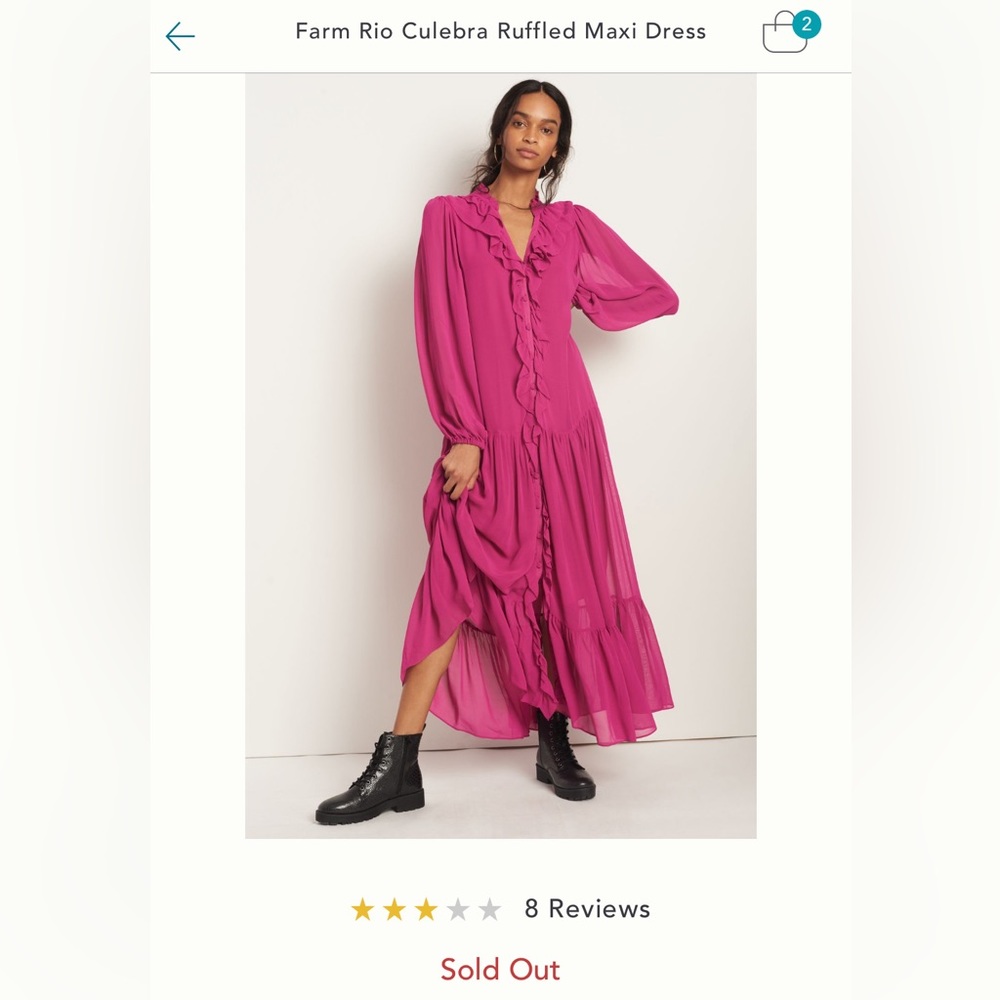Farm Rio NWT (sold out on site) Culebra Ruffled Maxi Dress - Picture 1 of 5